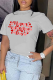 Light Gray Daily Print Patchwork Letter O Neck T-Shirts