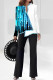 Blue Casual Print Patchwork V Neck Long Sleeve Two Pieces