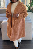 Blue Elegant Solid Patchwork Pocket Cardigan Collar Outerwear