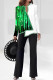 Green Casual Print Patchwork V Neck Long Sleeve Two Pieces