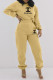 Khaki Casual Print Letter O Neck Long Sleeve Two Pieces