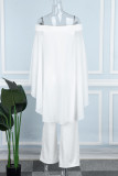 White Casual Daily Elegant Simplicity Solid Color Off the Shoulder Regular Jumpsuits