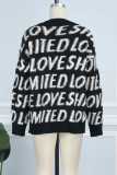 White Casual Letter Patchwork V Neck Outerwear