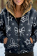 Black Casual Print Patchwork Zipper Hooded Collar Outerwear