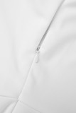 White Casual Daily Elegant Simplicity Solid Color Off the Shoulder Regular Jumpsuits
