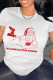 White Casual Print Santa Claus Patchwork O Neck T-Shirts