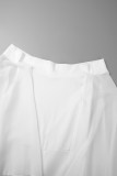 White Casual Daily Elegant Simplicity Solid Color Off the Shoulder Regular Jumpsuits