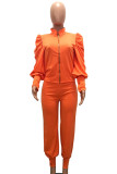 Red Casual Solid Patchwork Buttons Zipper Half A Turtleneck Long Sleeve Two Pieces