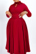 Red Elegant Solid Hollowed Out Patchwork Beading O Neck A Line Dresses