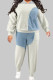 Light Gray Casual Color Block Patchwork Pocket Turndown Collar Plus Size Two Pieces