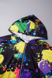 Multicolor Casual Print Tie-dye Hooded Collar Long Sleeve Two Pieces