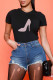 Black Casual Daily Print Patchwork O Neck T-Shirts