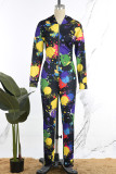 Multicolor Casual Print Tie-dye Hooded Collar Long Sleeve Two Pieces