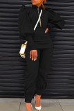 Red Casual Solid Patchwork Buttons Zipper Half A Turtleneck Long Sleeve Two Pieces