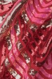 Red Sexy Print Hollowed Out Patchwork Spaghetti Strap Wrapped Skirt Dresses