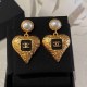 Black Vintage Letter Patchwork Earrings