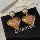 Pink Vintage Letter Patchwork Earrings