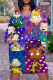 Blue Purple Casual Cartoon Print Basic V Neck Long Sleeve Dresses