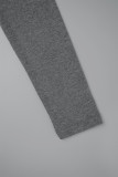 Grey Casual Solid Basic Oblique Collar Regular Jumpsuits