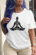 White Daily Print Patchwork O Neck T-Shirts