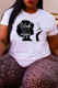 White Casual Daily Print Patchwork O Neck T-Shirts