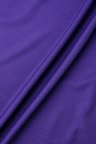 Purple Casual Solid Tassel Patchwork O Neck Short Sleeve Dress