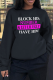 Black Casual Print Patchwork Letter O Neck Tops