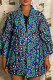 Blue Casual Print With Belt Outerwear