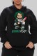 Black Casual Street Character Print Letter Hooded Collar Tops