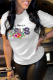 White Casual Vintage Print Patchwork O Neck T-Shirts