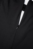 Black Sexy Solid Hollowed Out O Neck Long Sleeve Dresses
