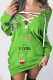 Black Green Casual Print Patchwork Cross Straps Asymmetrical Collar Straight Dresses