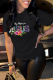 Black Casual Vintage Print Patchwork O Neck T-Shirts