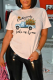 White Casual Print Patchwork O Neck T-Shirts