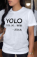 White Daily Print Letter O Neck T-Shirts