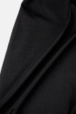Black Sexy Solid Hollowed Out O Neck Long Sleeve Dresses