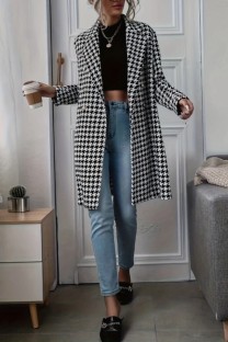 Black Casual Print Cardigan Strapless Outerwear