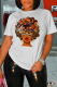 White Street Vintage Print Patchwork O Neck T-Shirts