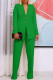 Green Elegant Solid Patchwork Buckle Turn-back Collar Long Sleeve Two Pieces