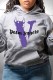 Grey Casual Print Letter Hooded Collar Tops