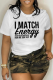 White Casual Daily Print Patchwork Letter O Neck T-Shirts