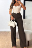 Coffee Casual Solid Skinny High Waist Conventional Solid Color Bottoms