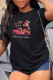 Black Street Daily Print Patchwork O Neck T-Shirts