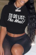 Black Daily Print Letter O Neck T-Shirts