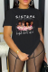 Black Street Vintage Print Patchwork O Neck T-Shirts