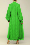 Green Casual Solid Patchwork With Belt Turtleneck Long Sleeve Two Pieces