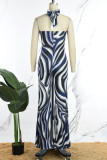Black Casual Print Backless Strapless Regular Jumpsuits