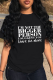 Black Casual Daily Print Patchwork Letter O Neck T-Shirts