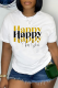 White Street Party Print Patchwork Letter O Neck T-Shirts