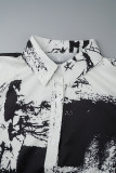 White Casual Daily Simplicity Mixed Printing Printing Shirt Collar Dresses